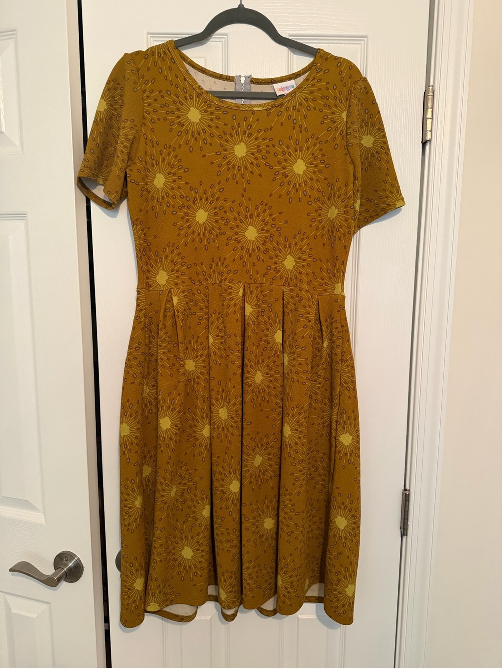LuLaRoe Mustard Floral Fit & Flare Dress